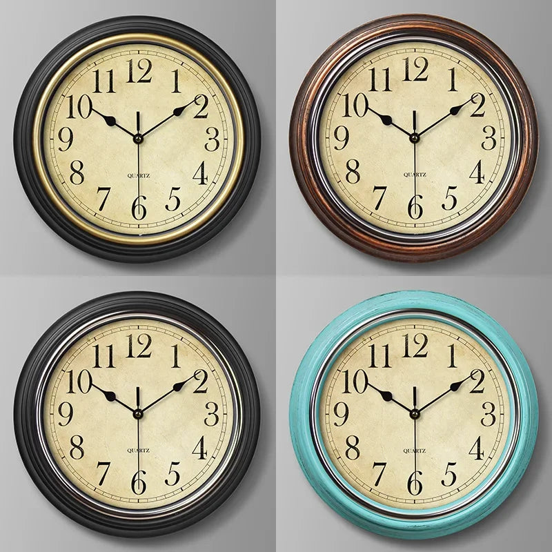 horloge murale vintage silencieuse pour décoration intérieure