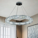 lustre moderne à suspension en cristal k9 avec télécommande dimmable