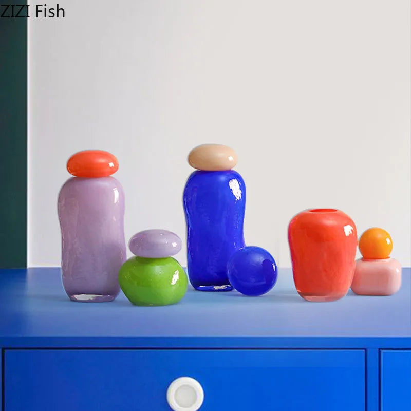 vase en verre décoratif pour arrangement de fleurs artificielles - vue 6 sur 9