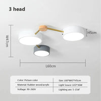 plafonnier nordique led bois macaron 3-8 têtes éclairage décoratif