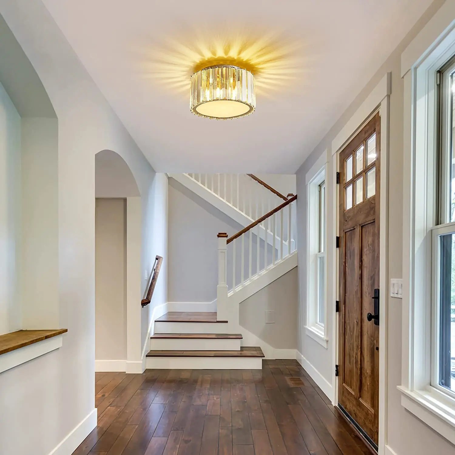 lustre en cristal led rond de luxe pour éclairage intérieur - vue 4 sur 7
