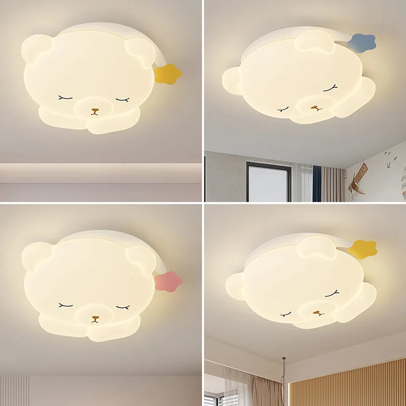 Mignon bonnet de nuit ours lampe chambre d'enfants plafonniers romantique chaud chambre de bébé garçon fille chambre plafonniers dessin animé chambre décor - vue 5 sur 9