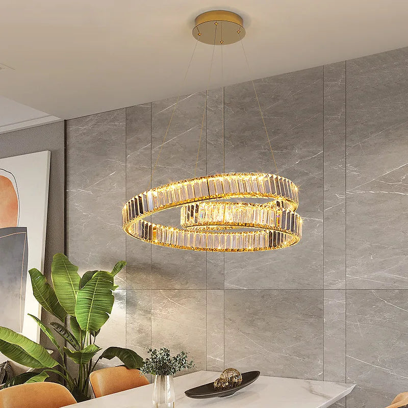 lustre cristal led luxe deco suspension