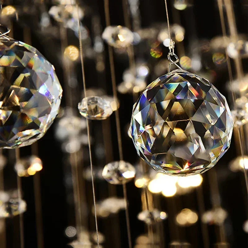 lustre à led avec boules de cristal pour intérieur moderne - vue 7 sur 12