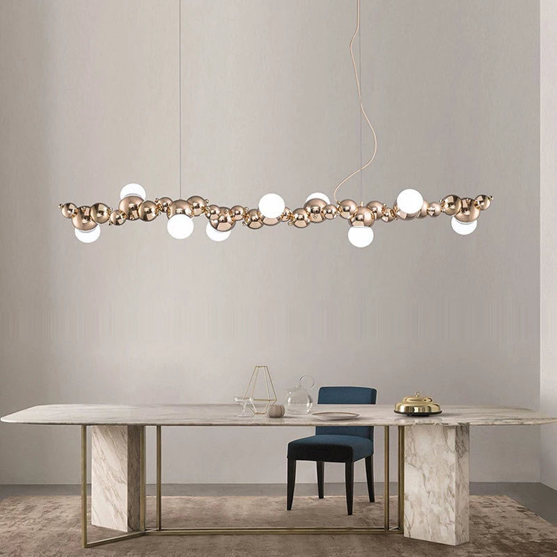 suspension design art déco en or chromé pour éclairage moderne