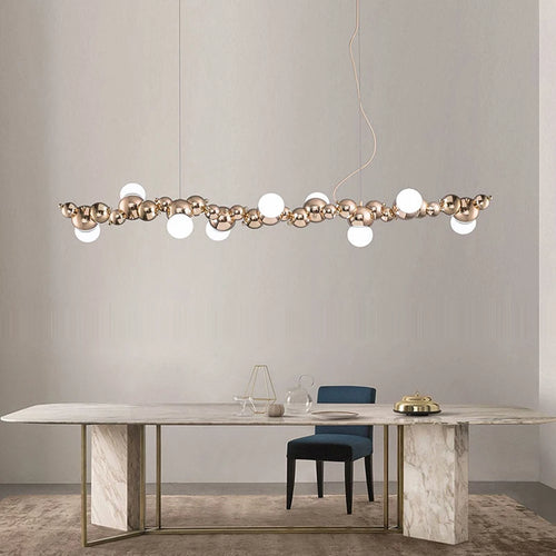 suspension design led art déco en or chromé pour intérieur élégant - vue 4 sur 16