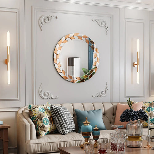 miroir mural décoratif moderne motif soleil design élégant - vue 5 sur 7