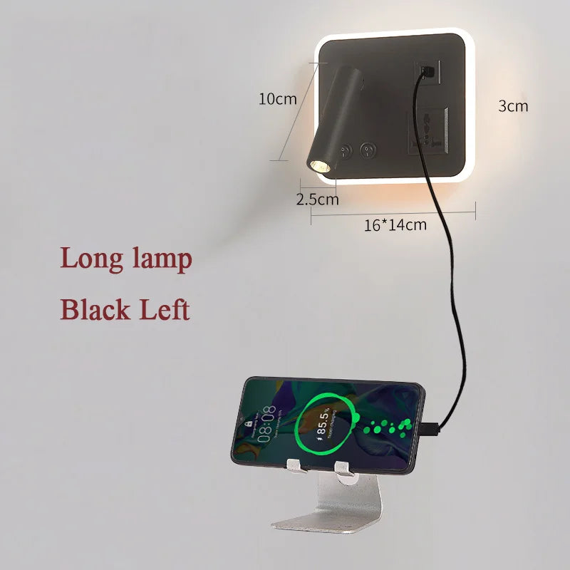 lampe de chevet murale led avec port usb et interrupteur rotatif - vue 14 sur 14