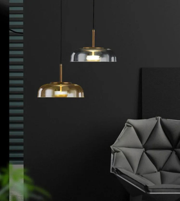 Éclairage moderne Suspension Luminaires LED Suspension Décoration de salle à manger Cuisine intérieure Luminaire en verre Minimaliste