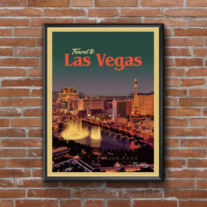affiche rétro des destinations touristiques du monde entier