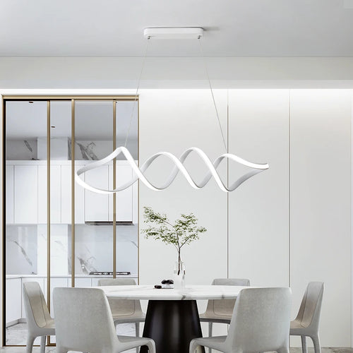 lustre nordique à led moderne atmosphérique et torsadé - vue 3 sur 14