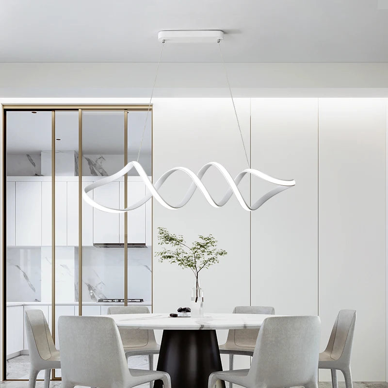 lustre nordique à led moderne atmosphérique et torsadé - vue 3 sur 14