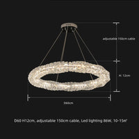 lustre moderne à suspension en cristal k9 avec télécommande dimmable