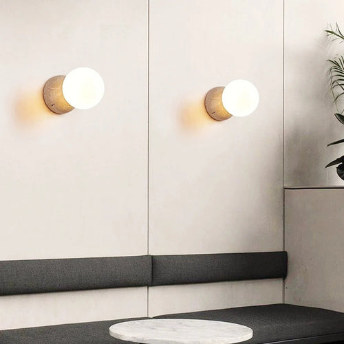 Applique murale led style grotte pierre rond créatif nordique - vue 4 sur 7