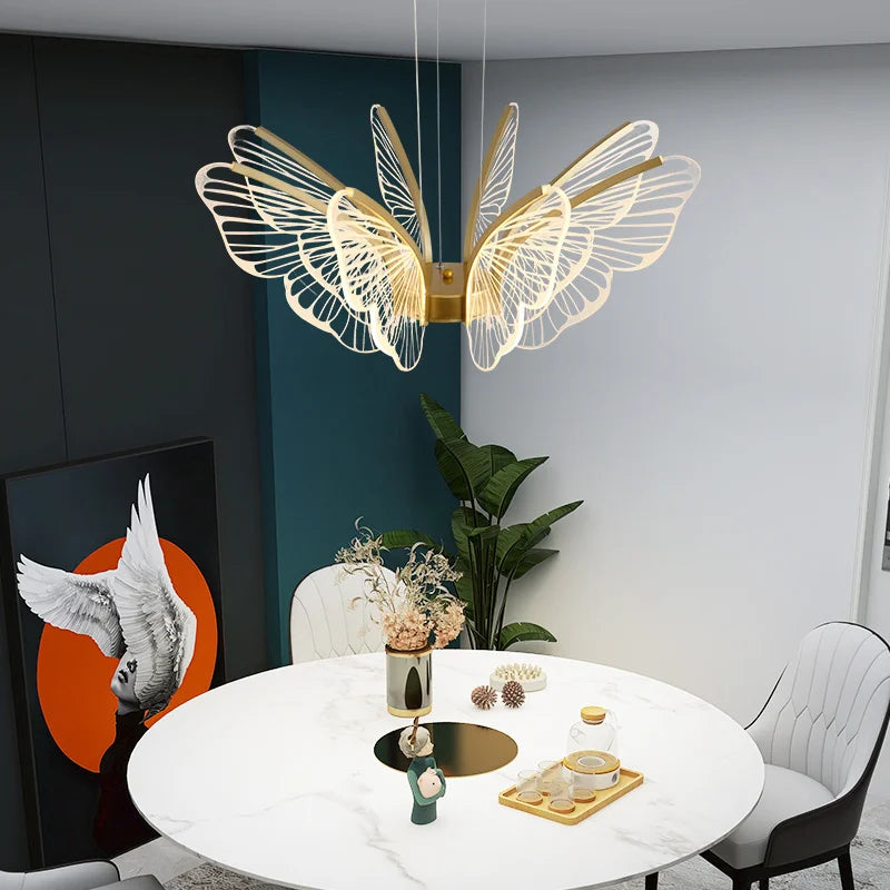 lustre led papillon design nordique moderne pour intérieur décoratif - vue 5 sur 8
