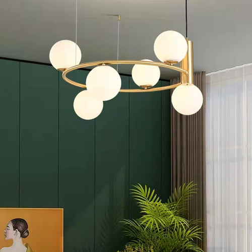 Lustre nordique en verre blanc - vue 6 sur 13