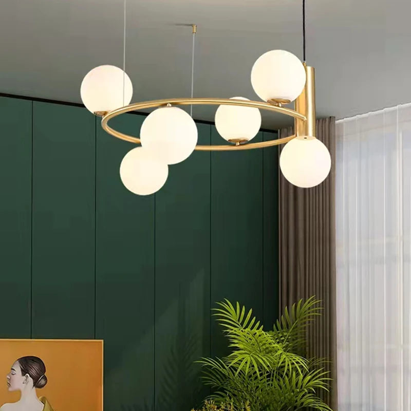 Lustre nordique en verre blanc - vue 5 sur 13