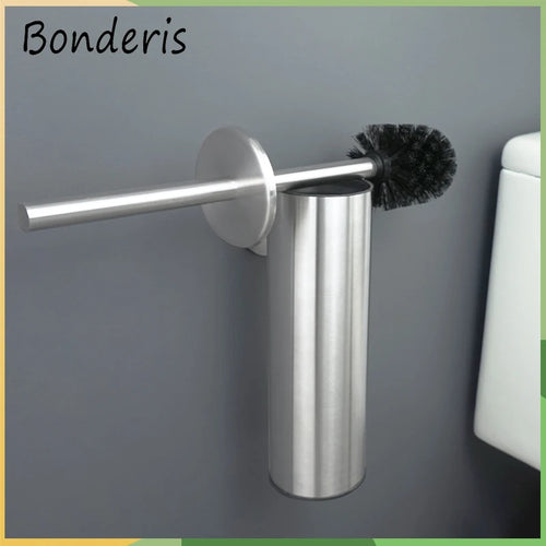 porte brosse de toilette mural en acier inoxydable pour nettoyage et rangement - vue 3 sur 12