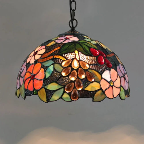 Lustre en verre coloré Tiffany rétro européen - vue 11 sur 29