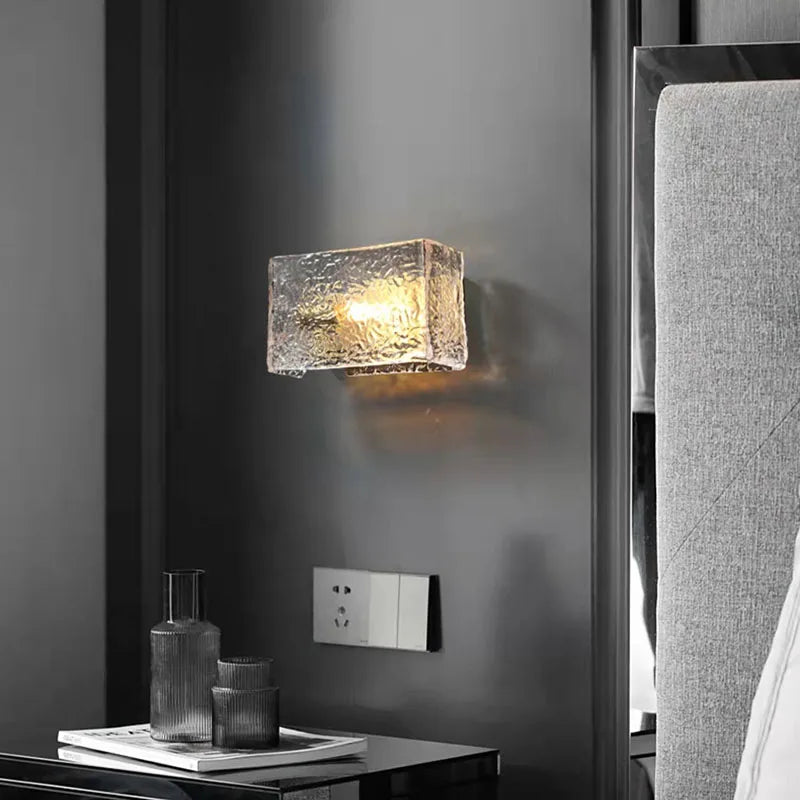 applique murale carrée en verre à motif d'eau pour éclairage intérieur moderne - vue 5 sur 7
