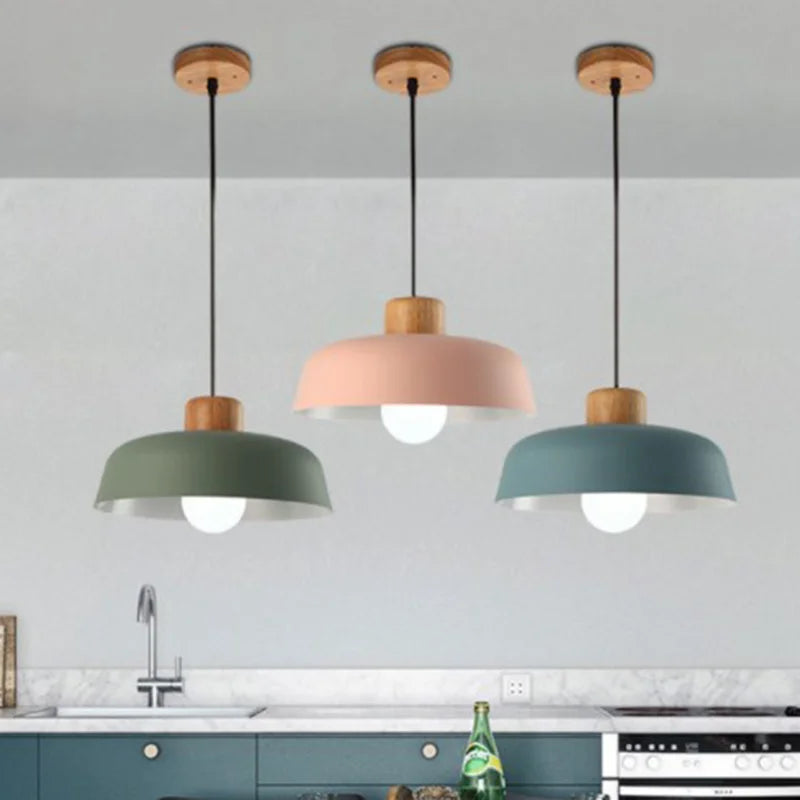 lampe suspendue style nordique macaron led en aluminium décoratif - vue 5 sur 12