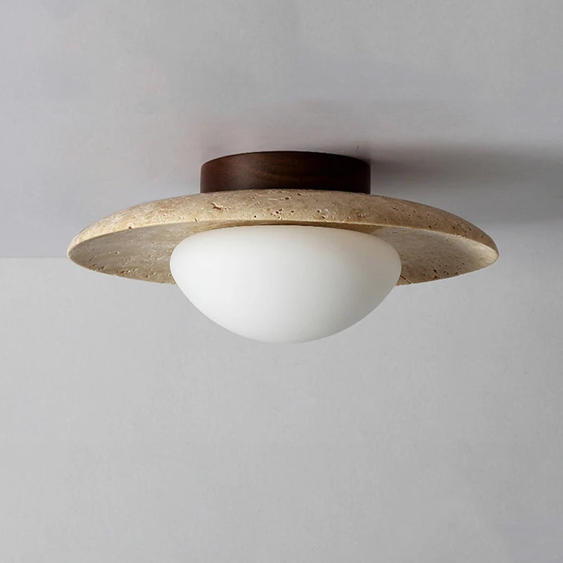 plafonnier japon wabi sabi pierre naturelle style - vue 4 sur 6