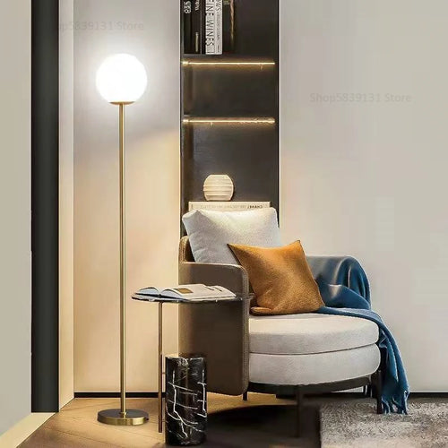 lampadaire led en verre laiteux nordique créatif vertical - vue 6 sur 11