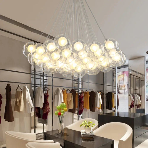 lustre moderne en verre à bulles led pour magasins - vue 2 sur 14