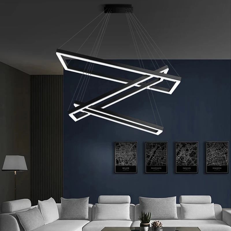 lustre led moderne salon maison plafond luxe intérieur - vue 7 sur 17