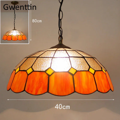 suspension en verre teinté style tiffany pour décoration intérieure - vue 10 sur 26