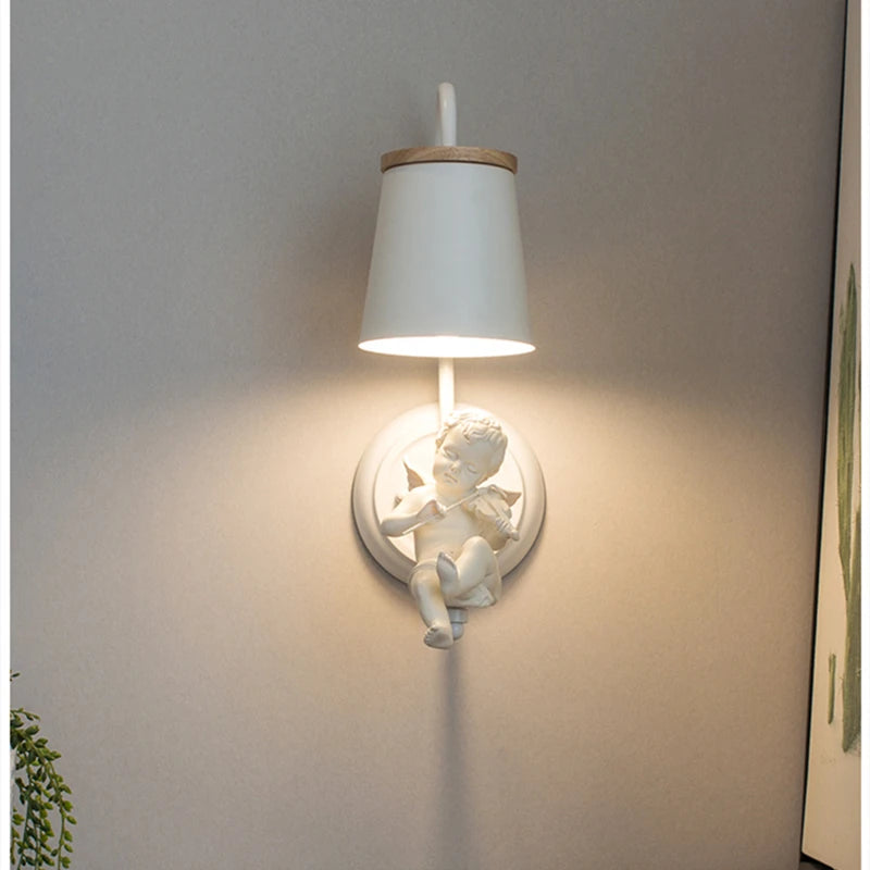 applique murale led moderne en résine avec ange décoratif nordique - vue 5 sur 10
