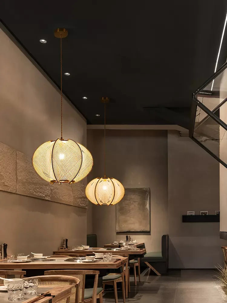 lustre moderne en corde de chanvre japonais pour décoration intérieure - vue 6 sur 9