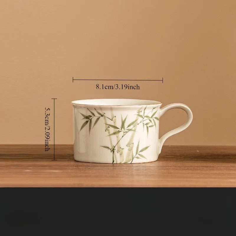 Mug en porcelaine style chinois fleuri avec cuillère - vue 7 sur 7
