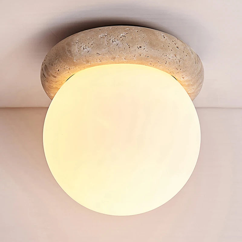 plafonnier wabi sabi japon décoration industrielle led travertin - vue 3 sur 6