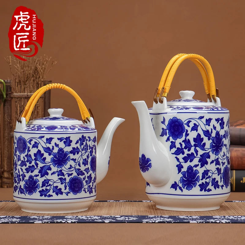Théière céramique grande capacité style chinois motifs - vue 5 sur 7