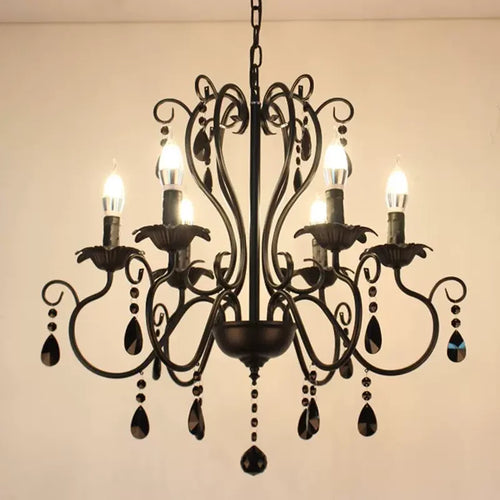 lampe à bougie en fer et cristal de luxe pour décoration intérieure - vue 2 sur 12