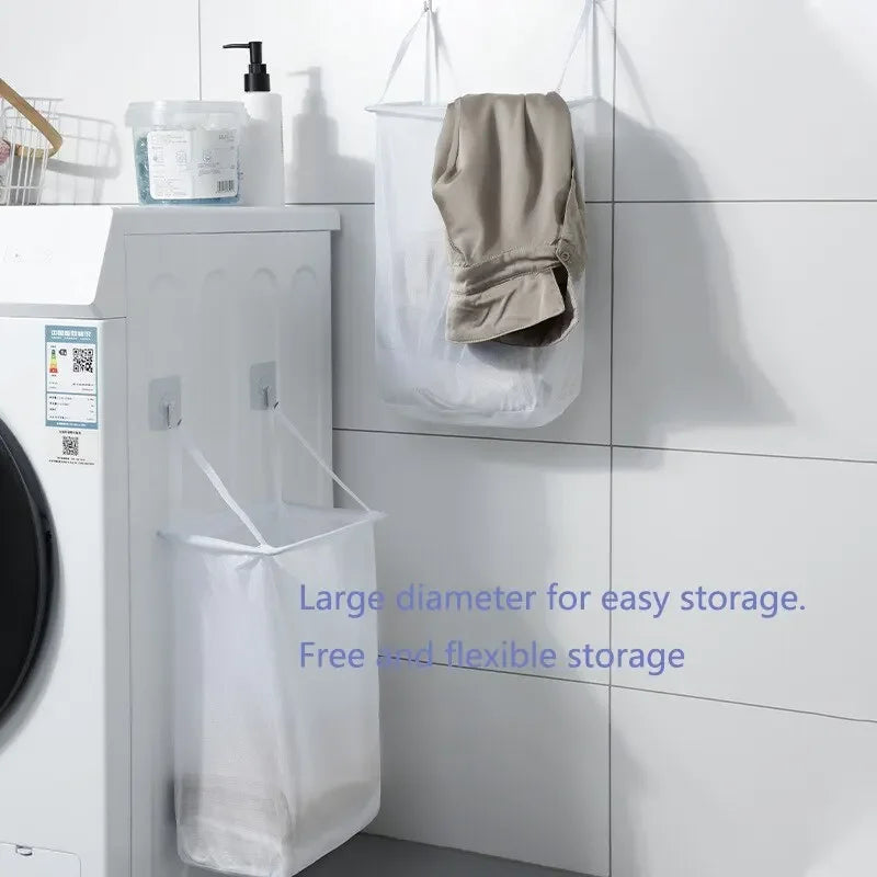 panier à linge mural sans perforation en tissu uni - vue 8 sur 7