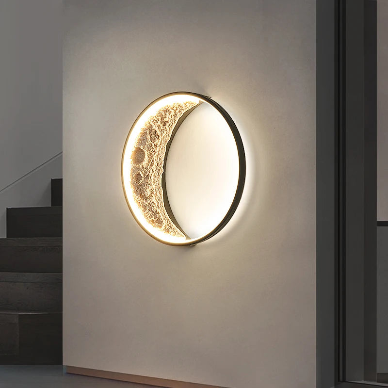 Post-moderne LED Art croissant porche couloir applique chambre salon fond mur lune lampe créative lune décorative