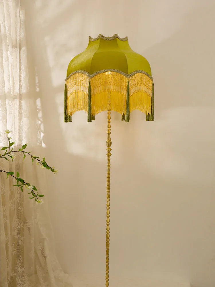 Lampadaire LED vintage cuivre français d'angle