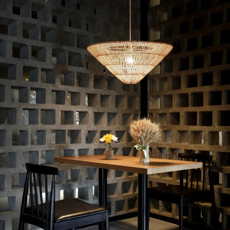 suspension en rotin style nordique fait main design wabi sabi - vue 5 sur 10