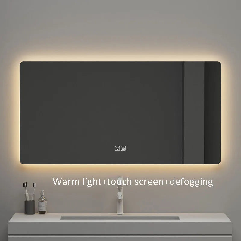 miroir intelligent rectangulaire à écran tactile avec éclairage led