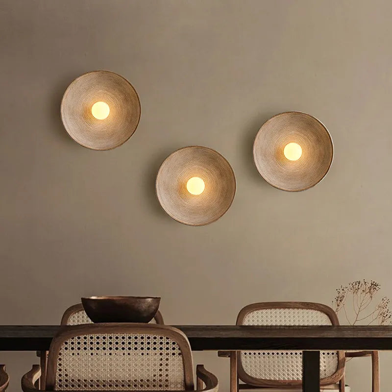 Wabi sabi applique ronde rétro Loft salon chambre chevet appliques décoration de la maison verre résine couloir allée appliques murales - vue 11 sur 14