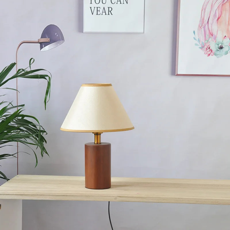 ZK50 rétro lampe de Table plissée décoration de bureau veilleuse étudiant chambre lit éclairage tête lampe en bois massif E27 - vue 2 sur 9