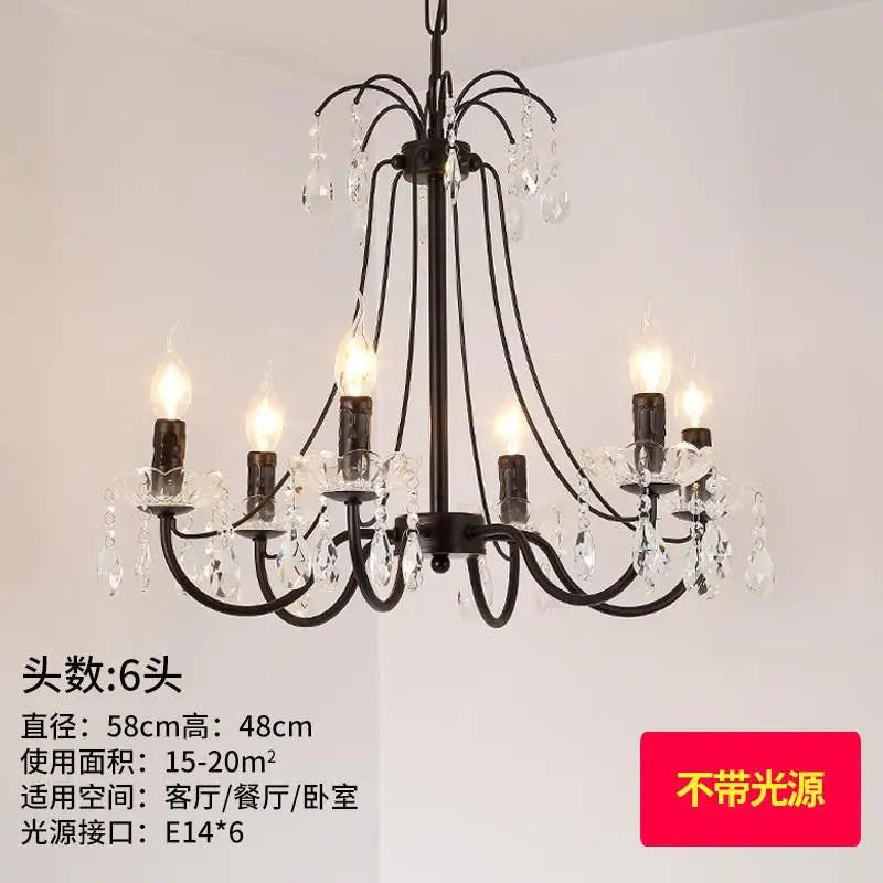 lustre rétro en fer et cristal style américain créatif - vue 11 sur 12
