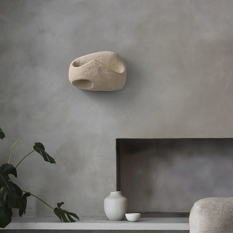 applique murale led design nordique wabi sabi en ciment - vue 5 sur 14