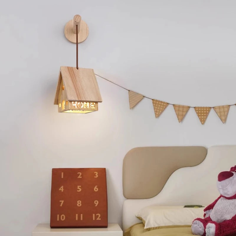 applique murale en bois massif style chalet pour chambre d enfant - vue 5 sur 8