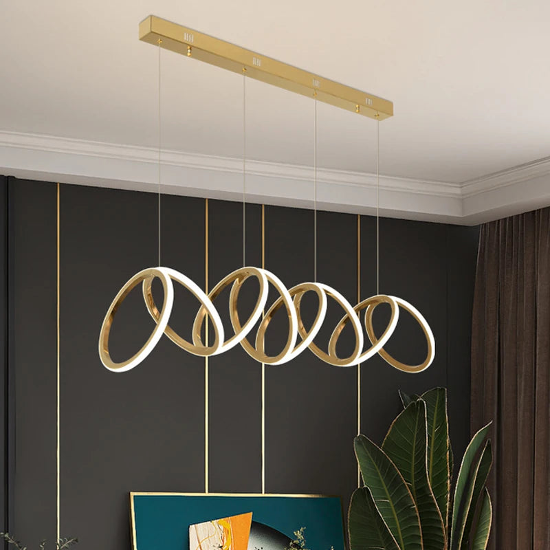 Anneau de luxe moderne suspension LED lumières pour salle à manger cuisine éclairage Lustre décor Lustre barre intérieure suspendus luminaires