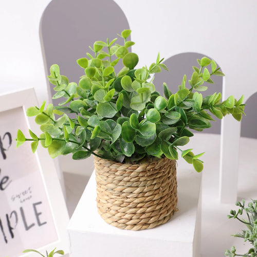 plantes artificielles fleurs eucalyptus décoratives en pot 17 cm - vue 9 sur 9