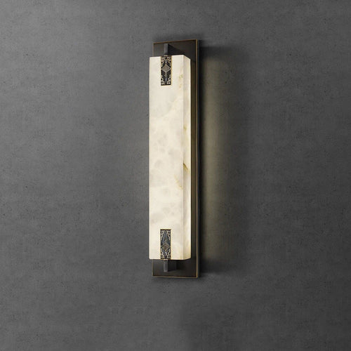 applique murale led style néo-chinois en laiton et marbre - vue 2 sur 8