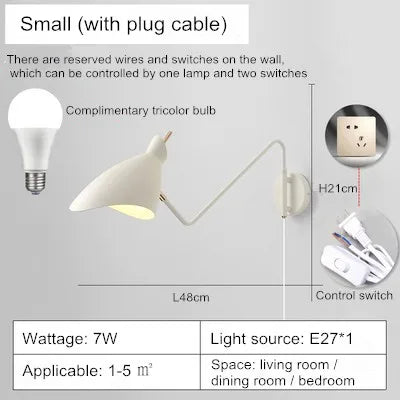 applique murale réglable à bras long design créatif LED - vue 8 sur 11